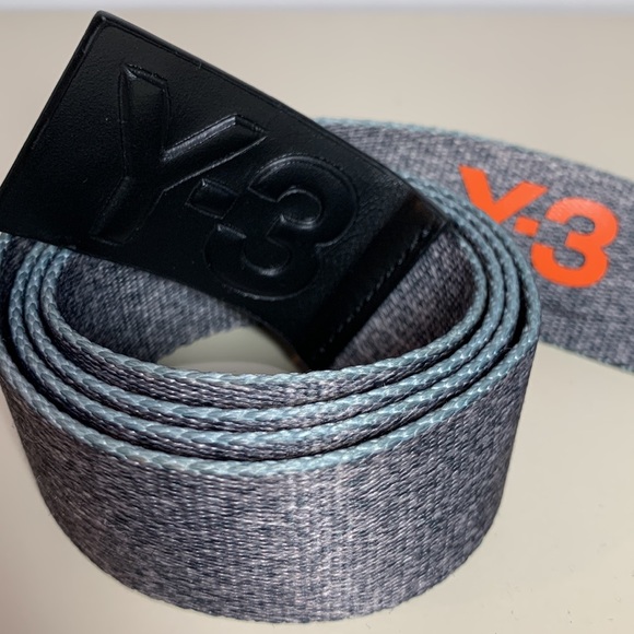 Y-3 Yohji Yamamoto Logo Belt Heather Gray Leather Embossed Accent and Buckle - Picture 2 of 6